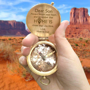 Engraved Compass - Travel - To My Son - Home Is Closer Than You Think - Augpb16016 - Gifts Holder