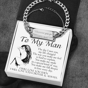 Engraving Couple Bracelet - Family - To My Man - You Make Me Fall Deeper In Love Every Day - Augbzb26004 - Gifts Holder