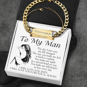 Engraving Couple Bracelet - Family - To My Man - You Make Me Fall Deeper In Love Every Day - Augbzb26004 - Gifts Holder