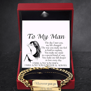 Engraving Couple Bracelet - Family - To My Man - You Make Me Fall Deeper In Love Every Day - Augbzb26004 - Gifts Holder