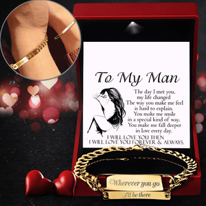 Engraving Couple Bracelet - Family - To My Man - You Make Me Fall Deeper In Love Every Day - Augbzb26004 - Gifts Holder