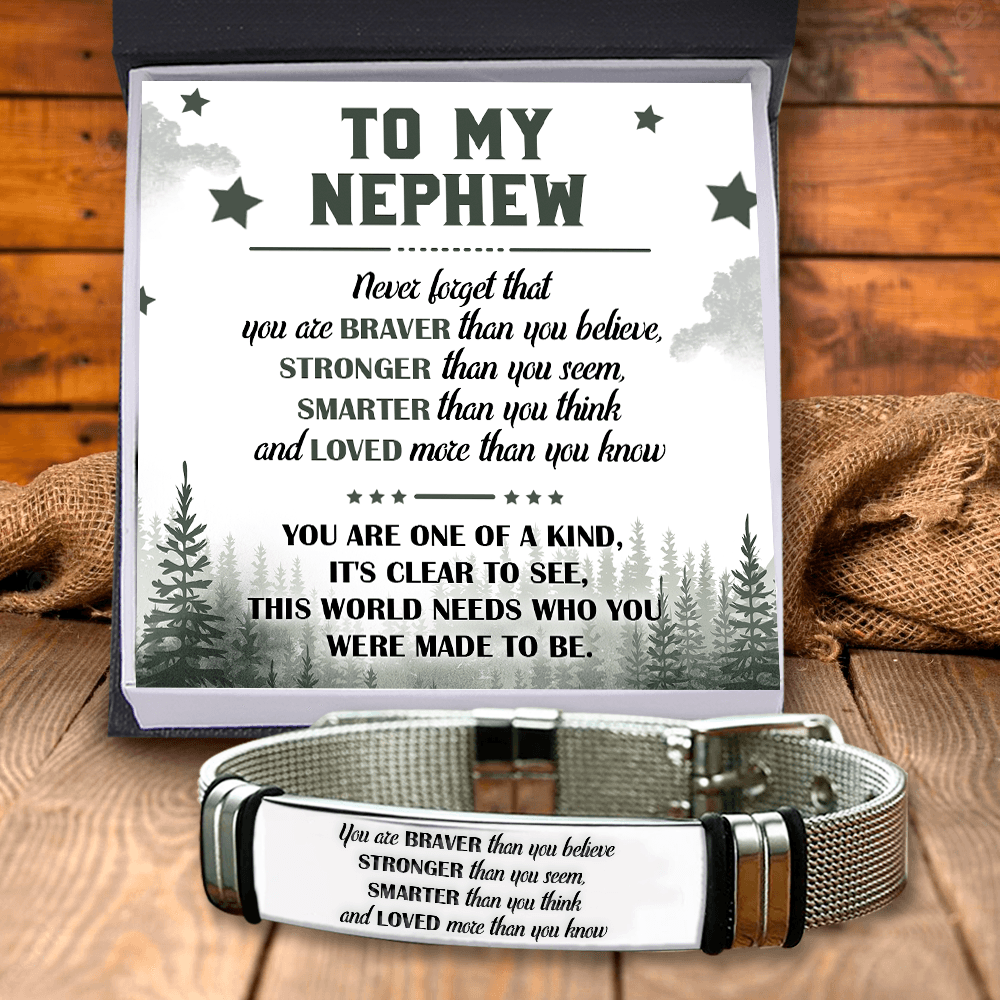 Fashion Bracelet - Family - To My Nephew - Never Forget That You Are Braver Than You Believe - Augbe27001 - Gifts Holder