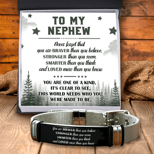 Fashion Bracelet - Family - To My Nephew - Never Forget That You Are Braver Than You Believe - Augbe27001 - Gifts Holder