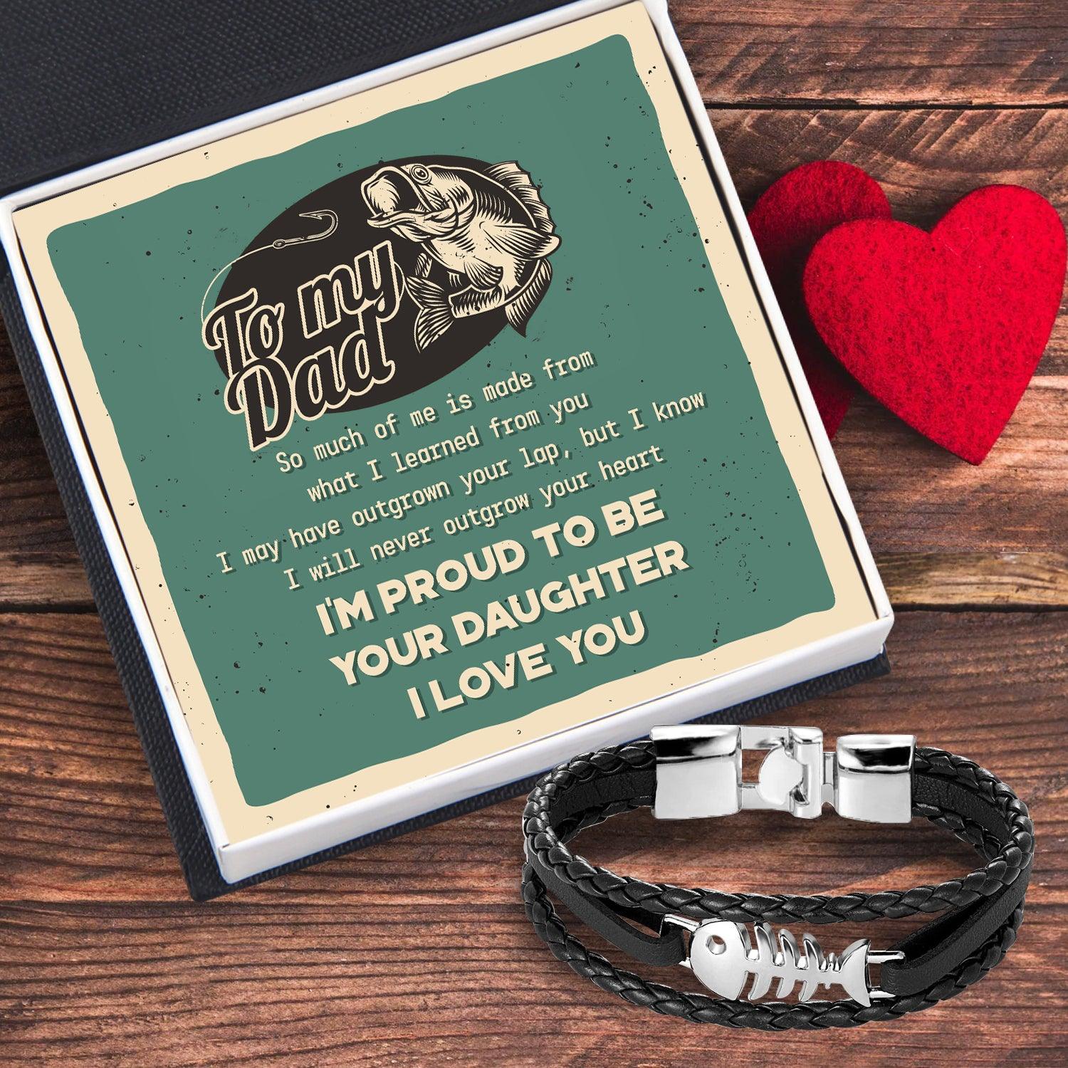 Fish Leather Bracelet - Fishing - To My Dad - From Daughter - I'm