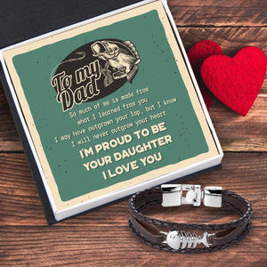 Fish Leather Bracelet - Fishing - To My Dad - From Daughter - I'm Proud To Be Your Daughte - Augbzp18002 - Gifts Holder