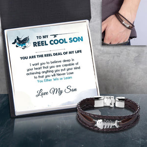 Fish Leather Bracelet - Fishing - To My Son - You Either Win or Learn - Augbzp16001 - Gifts Holder