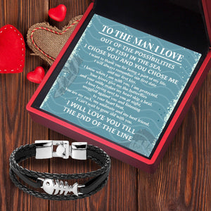 Fish Leather Bracelet - Fishing - To The Man I Love - You Are My Rock - Augbzp14002 - Gifts Holder