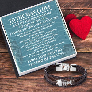 Fish Leather Bracelet - Fishing - To The Man I Love - You Are My Rock - Augbzp14002 - Gifts Holder