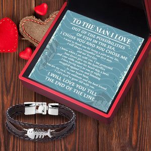 Fish Leather Bracelet - Fishing - To The Man I Love - You Are My Rock - Augbzp14002 - Gifts Holder