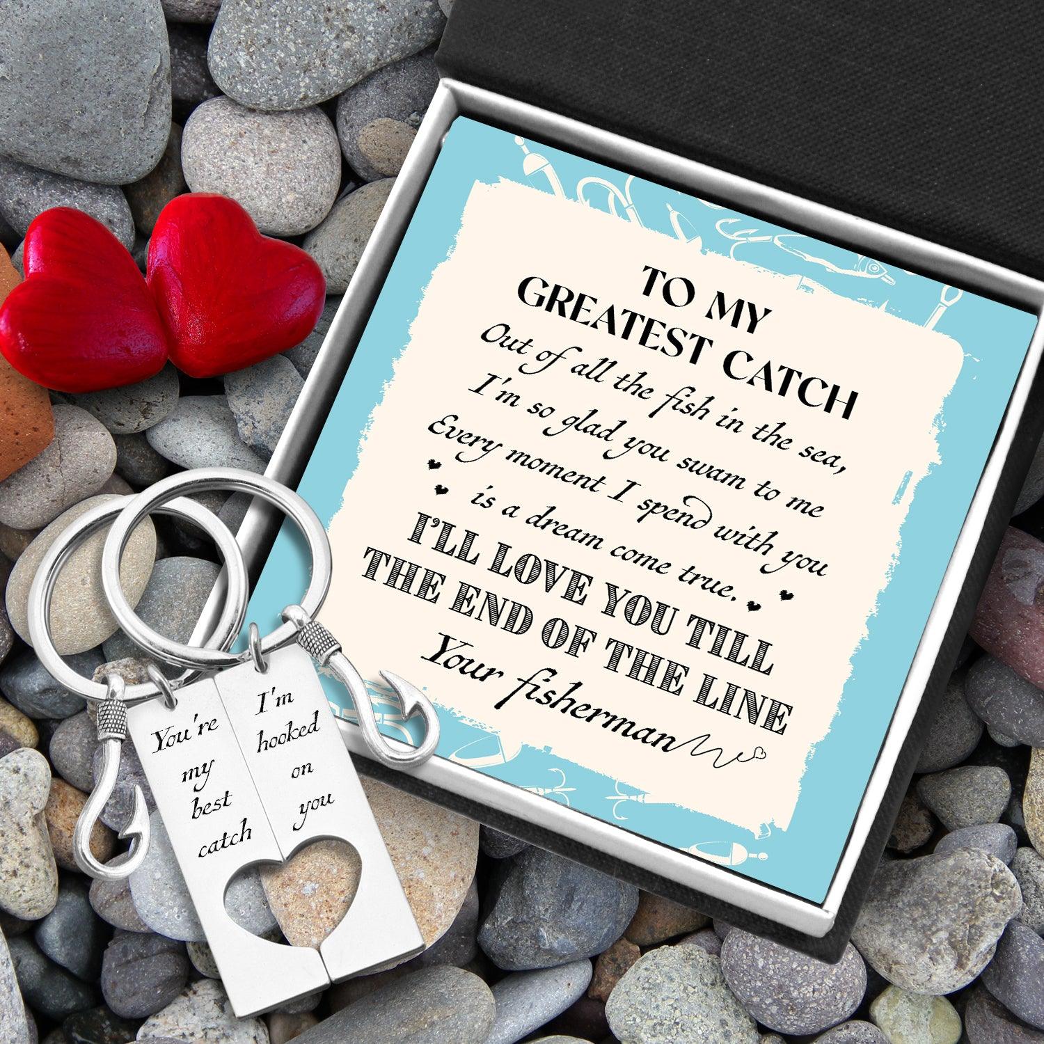 Fishing Heart Couple Keychains - Fishing - To My Man - I'll Love