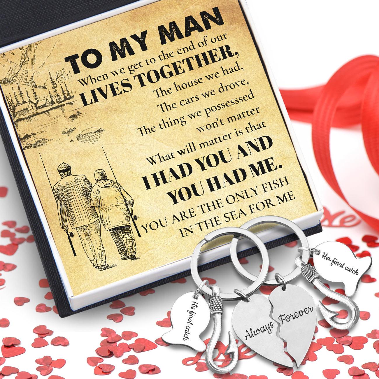 Fishing Heart Puzzle Keychains - Fishing - To My Man - I Had You And You Had Me - Augkbn26004 - Gifts Holder