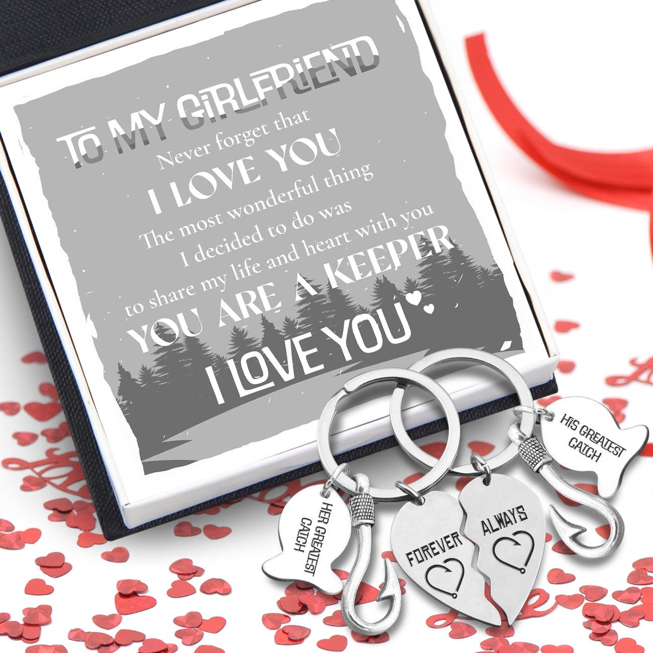 Fishing Heart Puzzle Keychains - To My Girlfriend - Never Forget That I Love You - Augkbn13001 - Gifts Holder