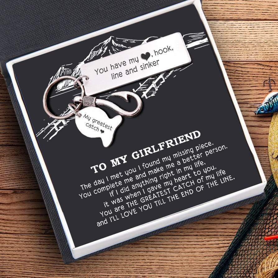 Fishing Hook Keychain - To My Girlfriend - You Have My Heart, Hook, Line And Sinker - Gku13001