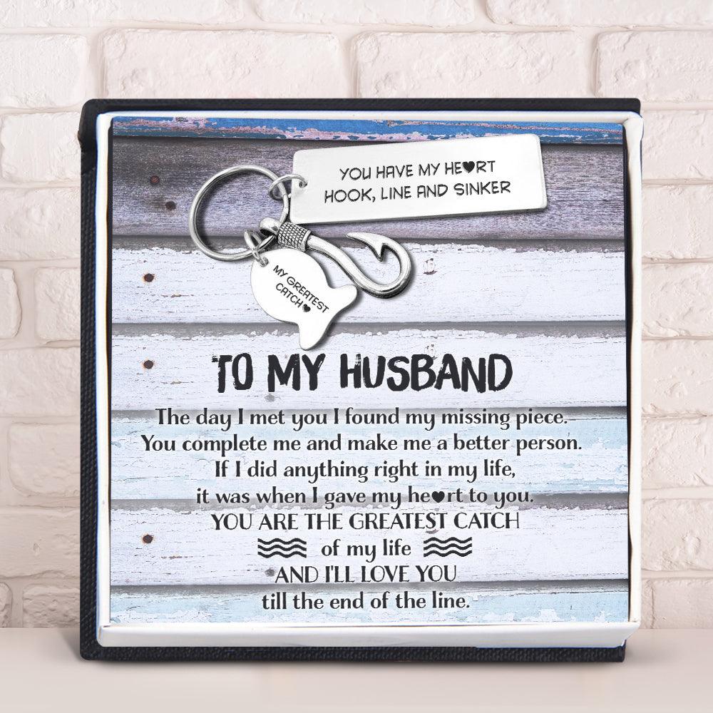 Fishing Hook Keychain - To My Husband - You Have My Heart - Augku14001 - Gifts Holder