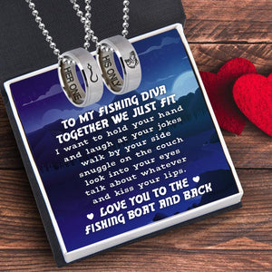 Fishing Ring Couple Necklaces - Fishing - To My Fishing Diva - Love You To The Fishing Boat And Back - Augndx13004 - Gifts Holder