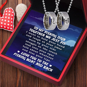 Fishing Ring Couple Necklaces - Fishing - To My Fishing Diva - Love You To The Fishing Boat And Back - Augndx13004 - Gifts Holder