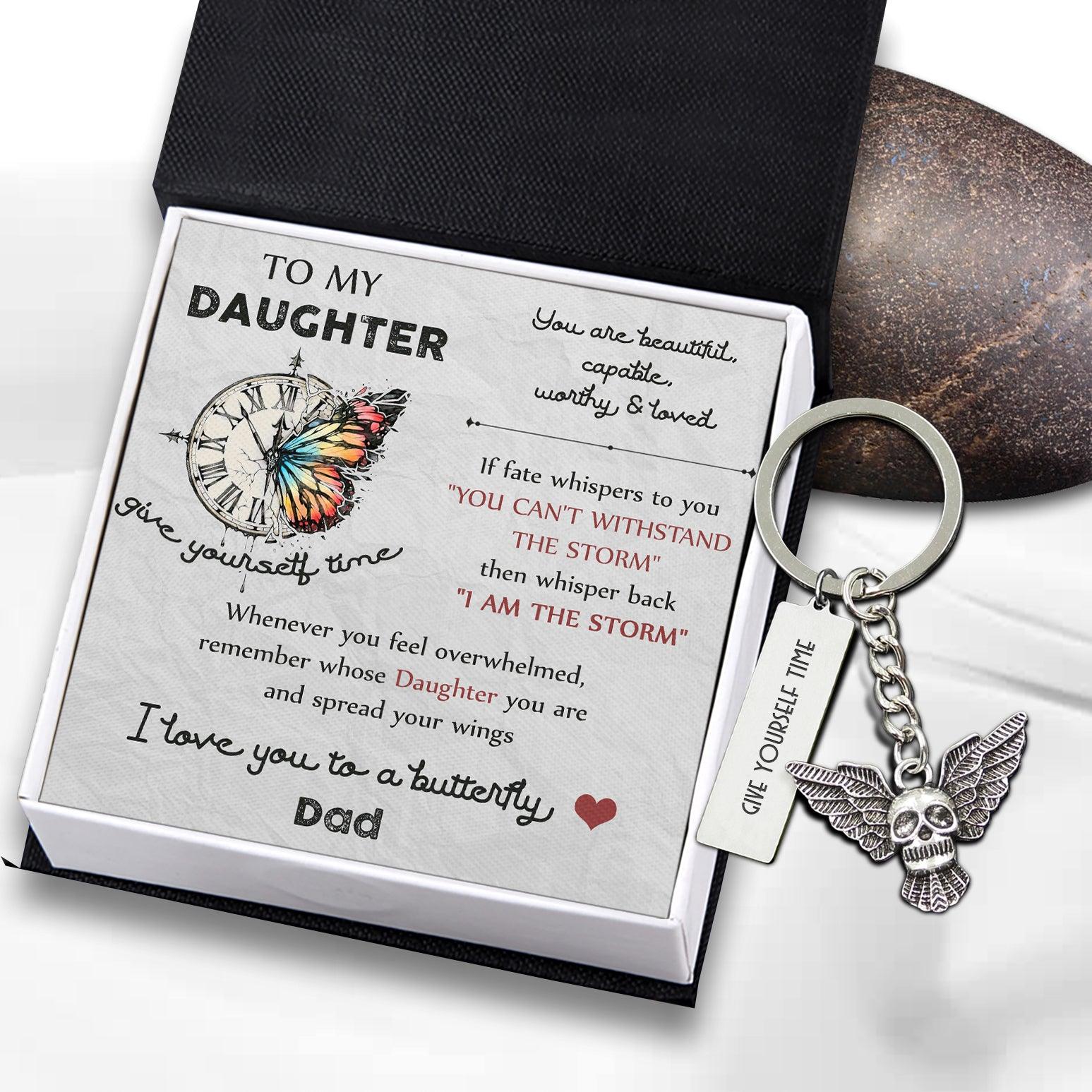 Fly Skull Keychain - Butterfly - From Dad - To My Daughter - I Love You To A Butterfly - Augkem17003 - Gifts Holder