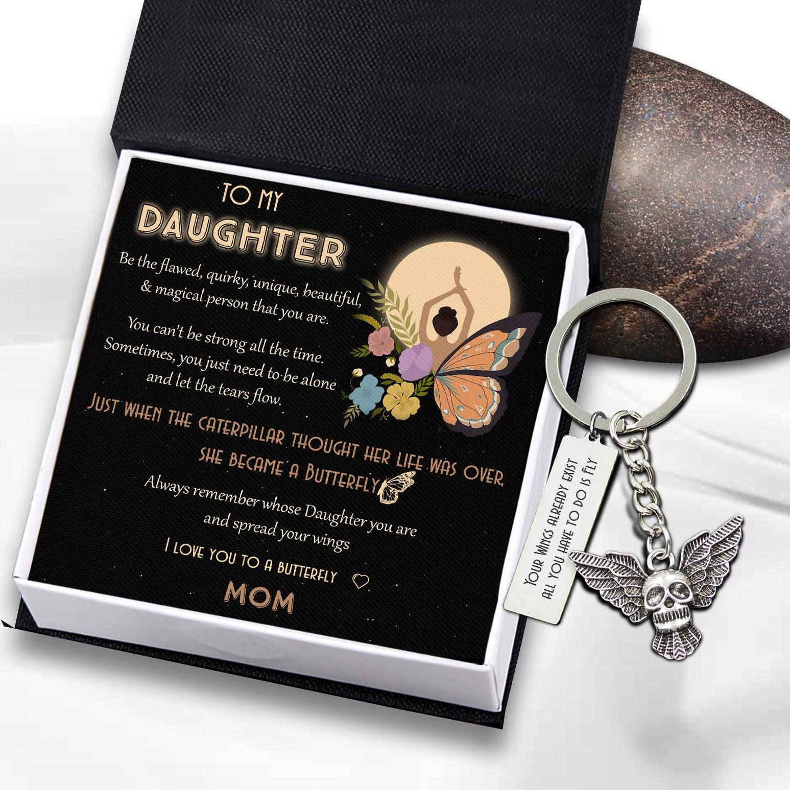 Fly Skull Keychain - Butterfly - From Dad - To My Daughter - I Love You To A Butterfly - Augkem17004 - Gifts Holder