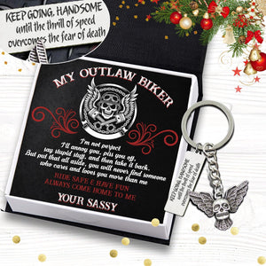 Fly Skull Keychain - Skull Biker - To My Man - Overcomes The Fear Of Death - Augkem26004 - Gifts Holder