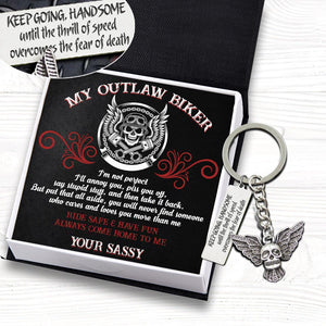 Fly Skull Keychain - Skull Biker - To My Man - Overcomes The Fear Of Death - Augkem26004 - Gifts Holder