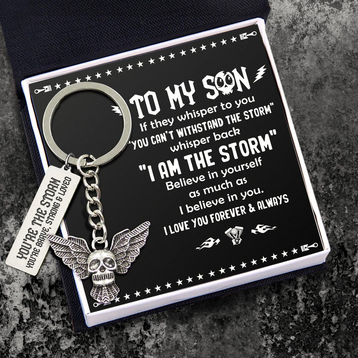 Fly Skull Keychain - Skull - Biker - To My Son - I Love You Forever & Always - Augkem16001 - Gifts Holder