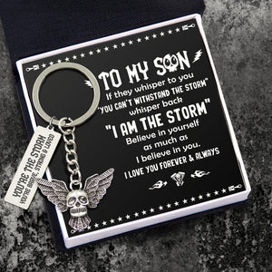 Fly Skull Keychain - Skull - Biker - To My Son - I Love You Forever & Always - Augkem16001 - Gifts Holder