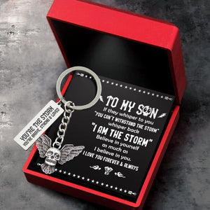 Fly Skull Keychain - Skull - Biker - To My Son - I Love You Forever & Always - Augkem16001 - Gifts Holder