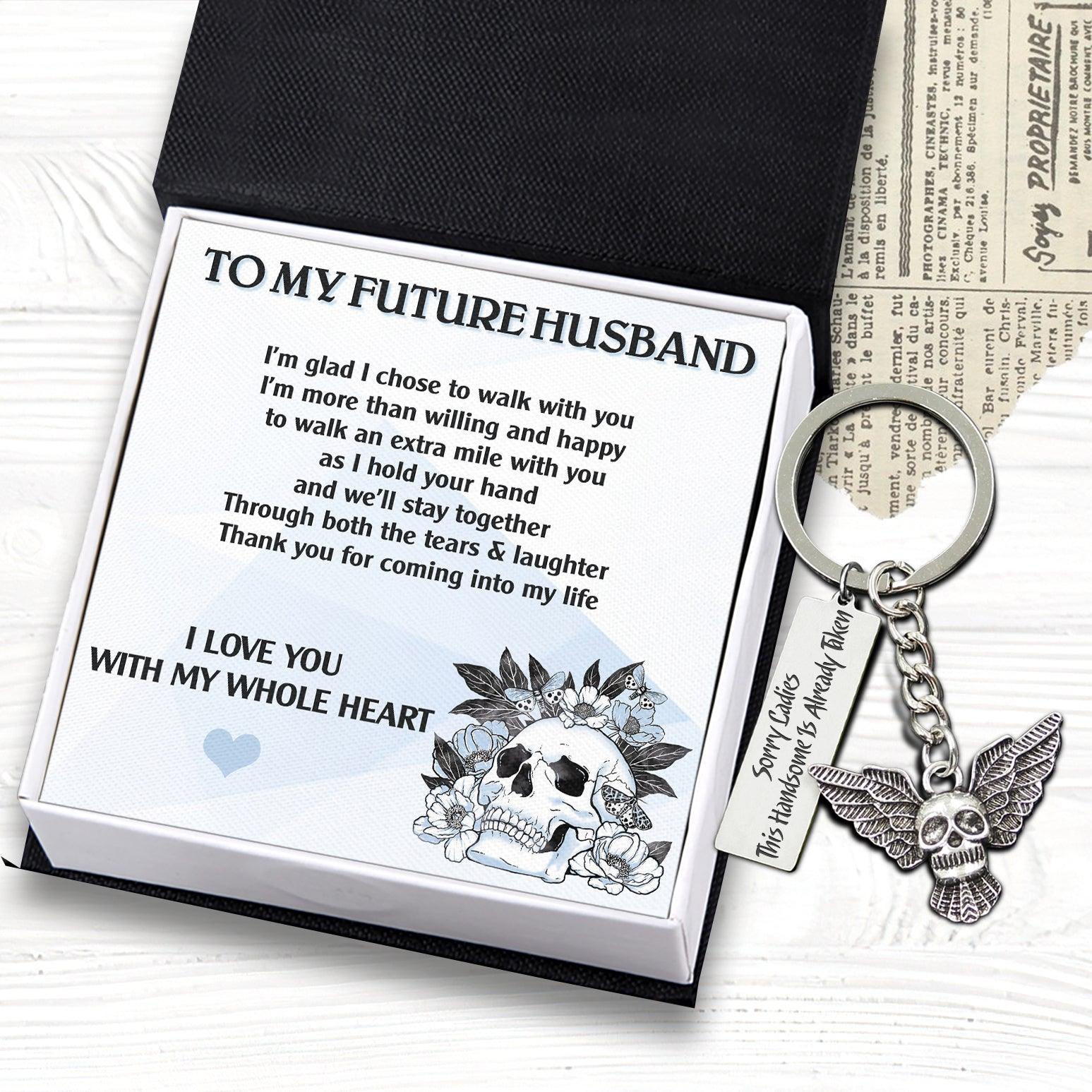 Fly Skull Keychain - Skull - To My Future Husband - I Love You With My Whole Heart - Augkem24001 - Gifts Holder