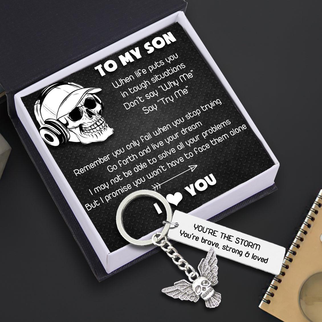 Fly Skull Keychain - Skull - To My Son - I Promise You Won't Have To Face Them Alone - Augkem16003 - Gifts Holder