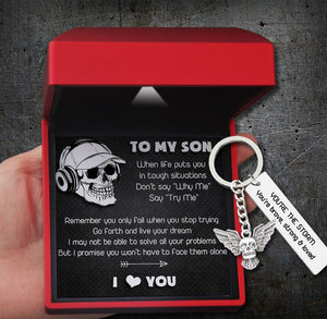 Fly Skull Keychain - Skull - To My Son - I Promise You Won't Have To Face Them Alone - Augkem16003 - Gifts Holder