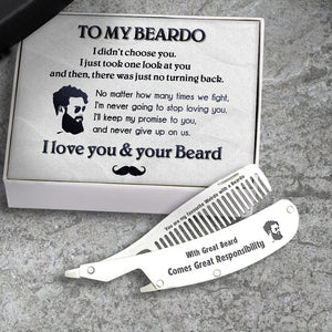 Folding Comb - Beard - To My Beardo - I'm Never Going To Stop Loving You - Augec26009 - Gifts Holder