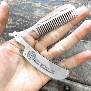 Folding Comb - Viking & Beard - To My Dad - I Love You To Valhalla & Back - Augec18024 - Gifts Holder