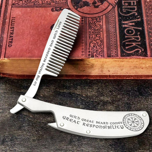 Folding Comb - Viking - My Viking Bearded Dad - With Great Beard Comes Great Responsibility - Augec18021 - Gifts Holder