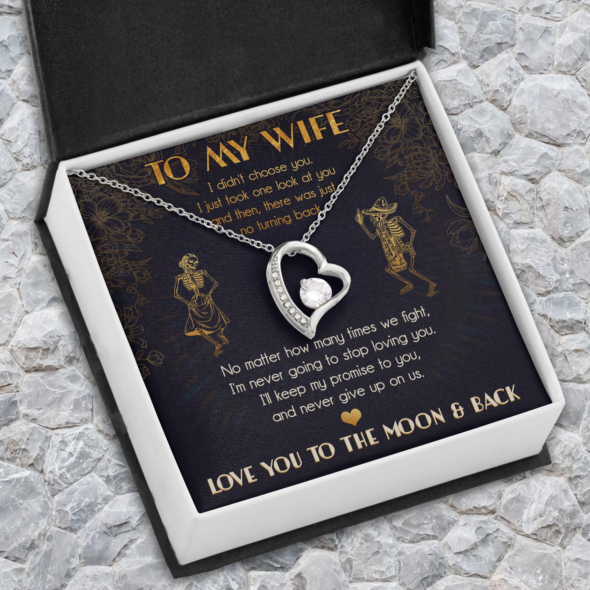 Forever Love Necklace - Skull - To My Wife - Love You To The Moon & Back - Ausnr15002 - Gifts Holder