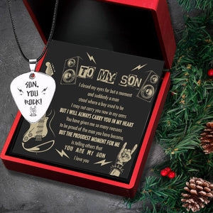 Guitar Pick Necklace - To My Son - I Will Always Carry You In My Heart - Augncx16001 - Gifts Holder