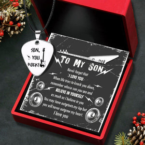 Guitar Pick Necklace - To My Son - You Will Never Outgrow My Heart - Augncx16002 - Gifts Holder