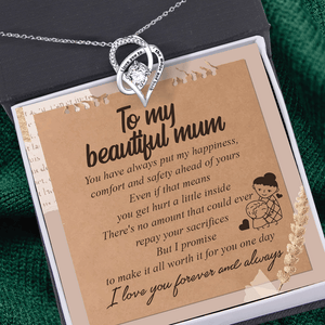 Heart Crystal Necklace - Family - To My Beautiful Mum - I Love You Forever And Always - Augnzk19012 - Gifts Holder