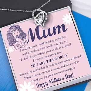 Heart Crystal Necklace - Family - To My Mum - You Are The World - Augnzk19013 - Gifts Holder