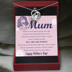 Heart Crystal Necklace - Family - To My Mum - You Are The World - Augnzk19013 - Gifts Holder