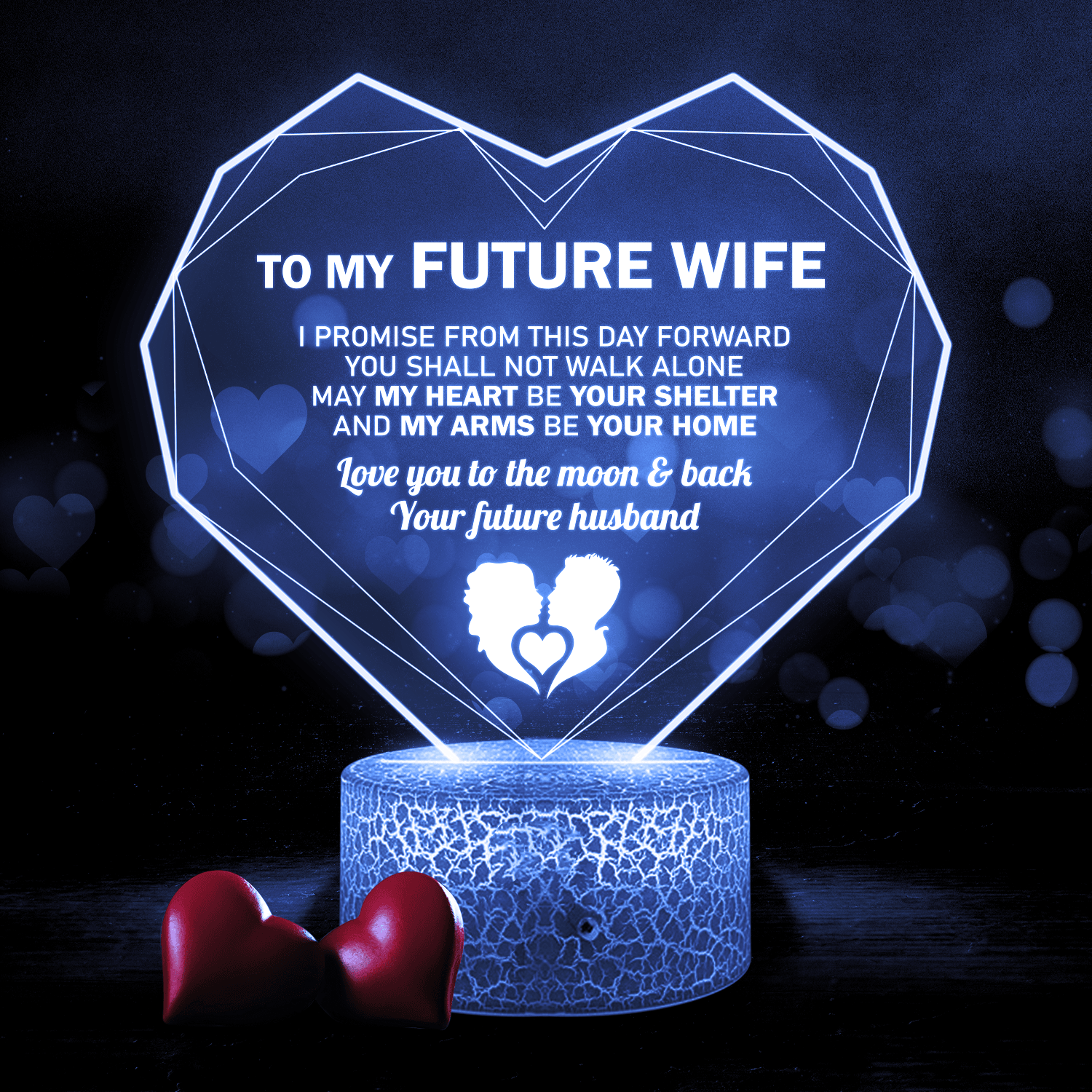 Heart Led Light - Family - To My Future Wife - Love You To The Moon & Back - Auglca25004 - Gifts Holder