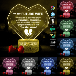 Heart Led Light - Family - To My Future Wife - Love You To The Moon & Back - Auglca25004 - Gifts Holder