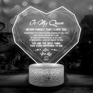 Heart Led Light - Family - To My Queen - Never Forget That I Love You - Auglca13013 - Gifts Holder