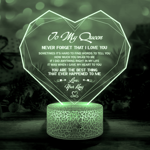 Heart Led Light - Family - To My Queen - Never Forget That I Love You - Auglca13013 - Gifts Holder