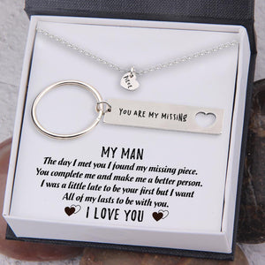 Heart Necklace & Keychain Gift Set - My Man - I Want All Of My Lasts To Be With You - Augnc26002 - Gifts Holder