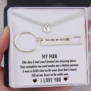 Heart Necklace & Keychain Gift Set - My Man - I Want All Of My Lasts To Be With You - Augnc26002 - Gifts Holder