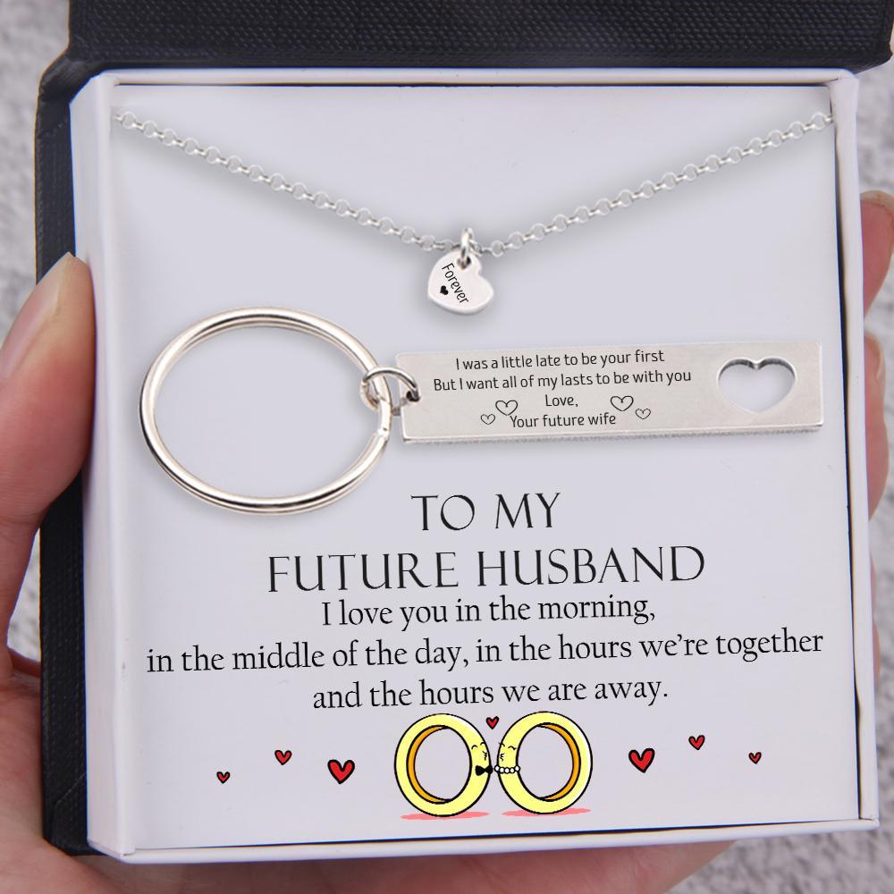 heart necklace and keychain gift set to my future husband i want all of my lasts to be with you augnc24001 gifts holder 3