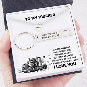 Heart Necklace & Keychain Gift Set - To My Trucker - You Are Everything I Want - Augnc26001 - Gifts Holder