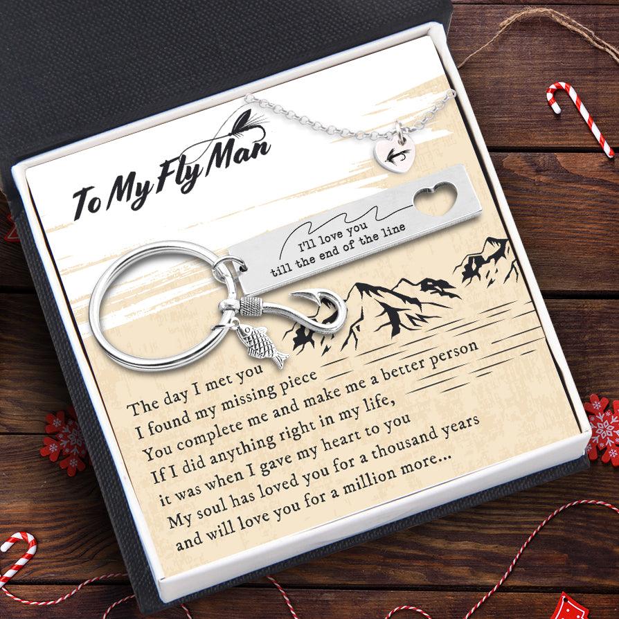 Heart Necklace & Keychain Gift Set - Fishing Lovers - To My Man - You Are  Everything I Want - Gnc26040