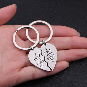 Heart Puzzle Keychain - I Love You More - I Love You Most - Gkf26001