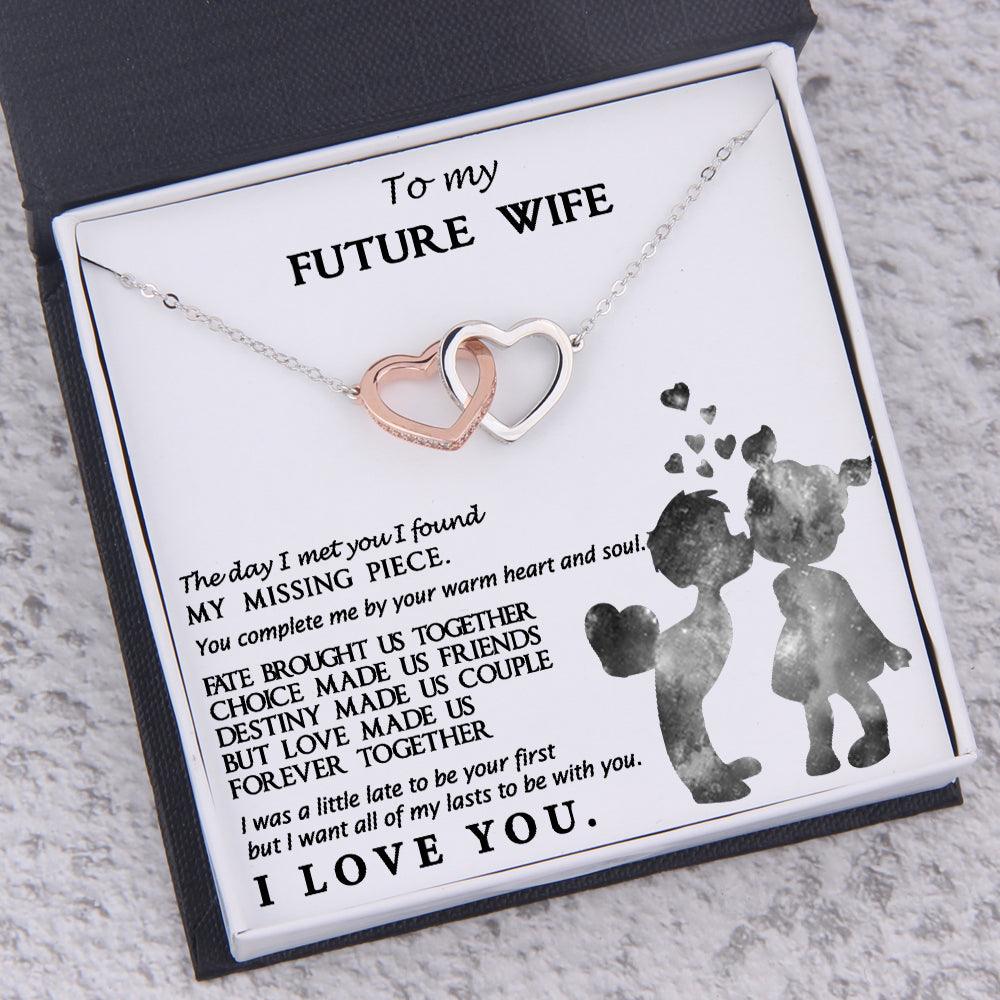 Interlocked Heart Necklace - To My Future Wife - You Complete Me By Your Warm Heart - Augnp25002 - Gifts Holder